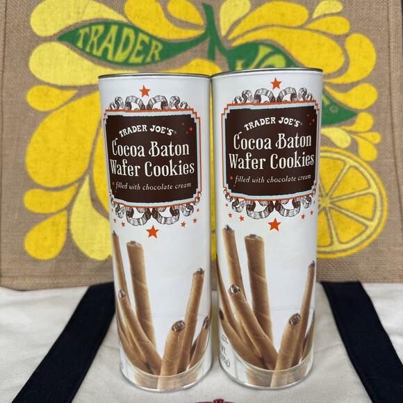 Trader Joe’s Cocoa Baton Wafer Cookies‎ 2-Pack 5oz Each | Chocolate Cream Y2K - Picture 1 of 3